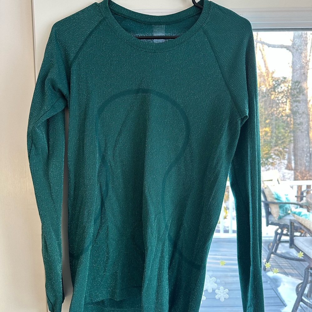 Lululemon Forest Green Sparkly Long Sleeve Top